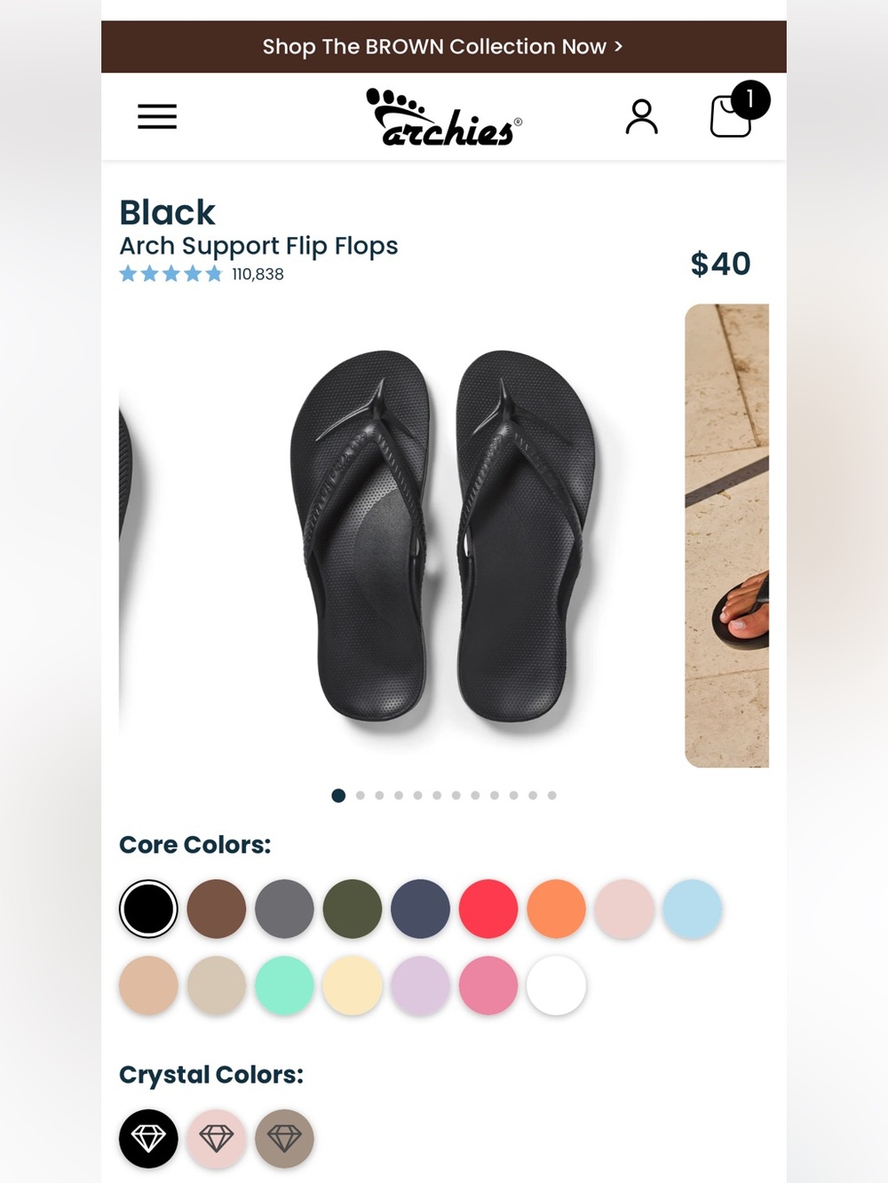 Black Archies flip flops
